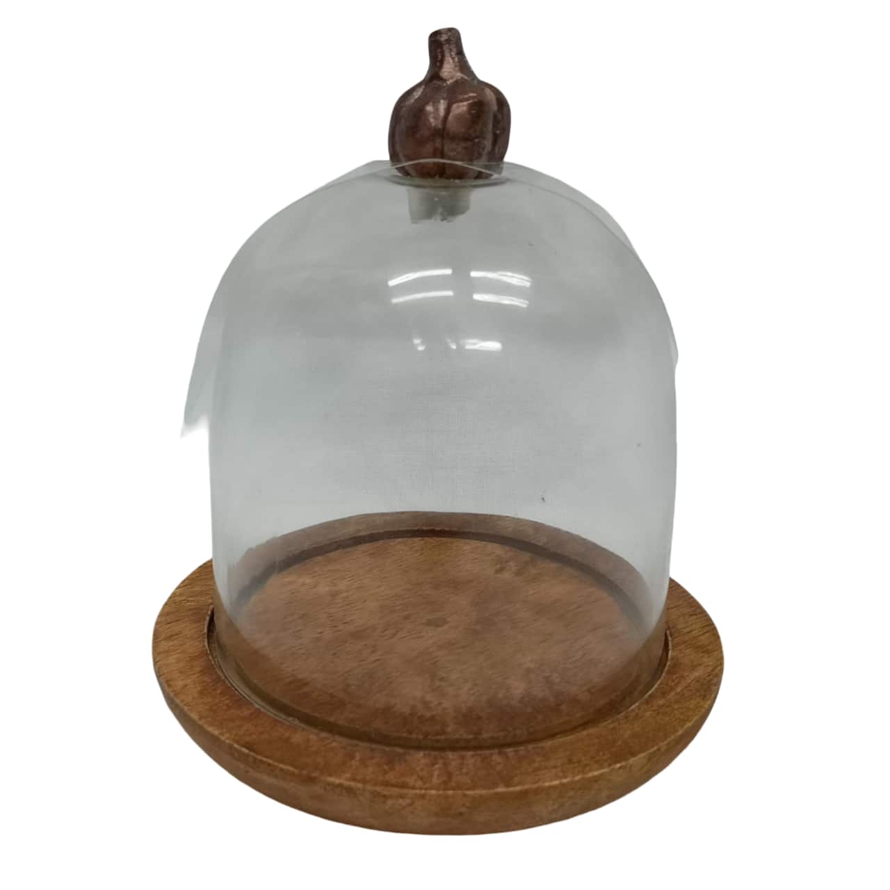 5.5" Glass Cloche with Pumpkin Knob & Wood Base by Ashland®
